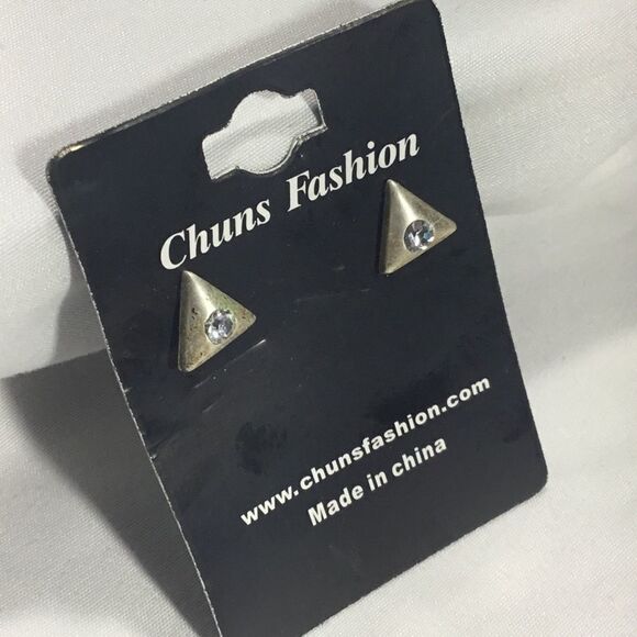 Small Triangle Embellished Stud Earrings (UC3) - Picture 1 of 5